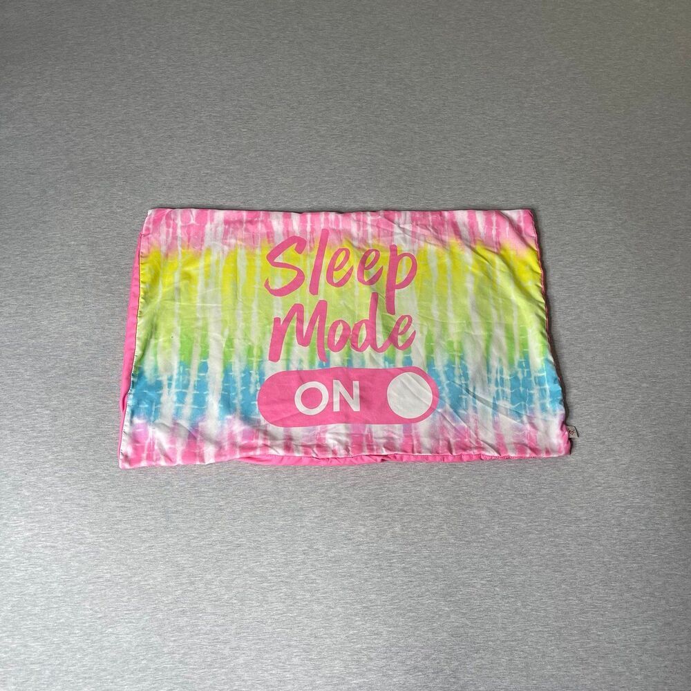 Justice Pink Tie-Dye Sleep Mode On Graphic Standard Pillowcase